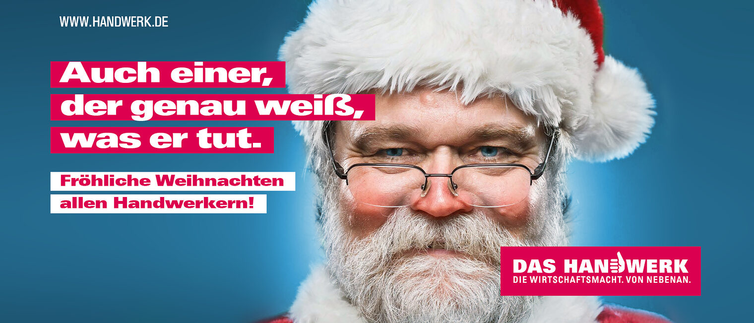 Weihnachtsmotiv zur Imagekampagne: Auch einer, der genau weiß, was er tut.