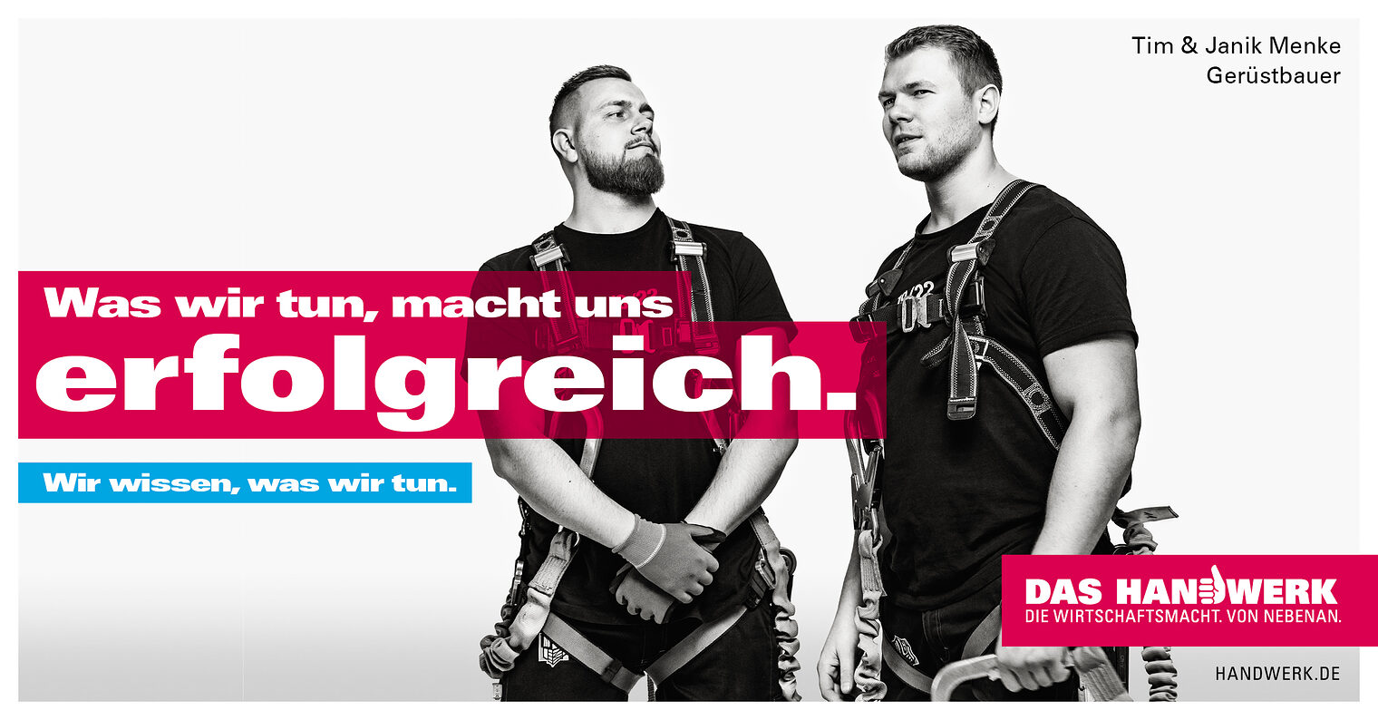 Was ich tun, macht uns erfolgreich. Motiv zur Imagekampagne des Handwerks 2020. Bild: DHKT