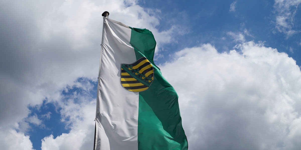 Flagge/Fahne des Freistaates Sachsen. Bild: Dr.Mmastersmol / stock.adobe.com