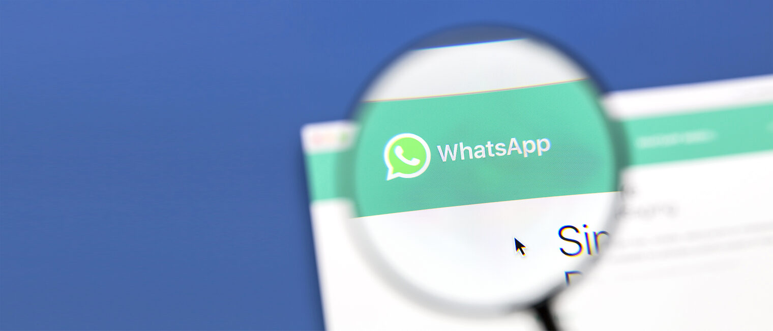 Whatsapp-Website mit einer Lupe. Bild: Ingvar Bjork / stock.adobe.com