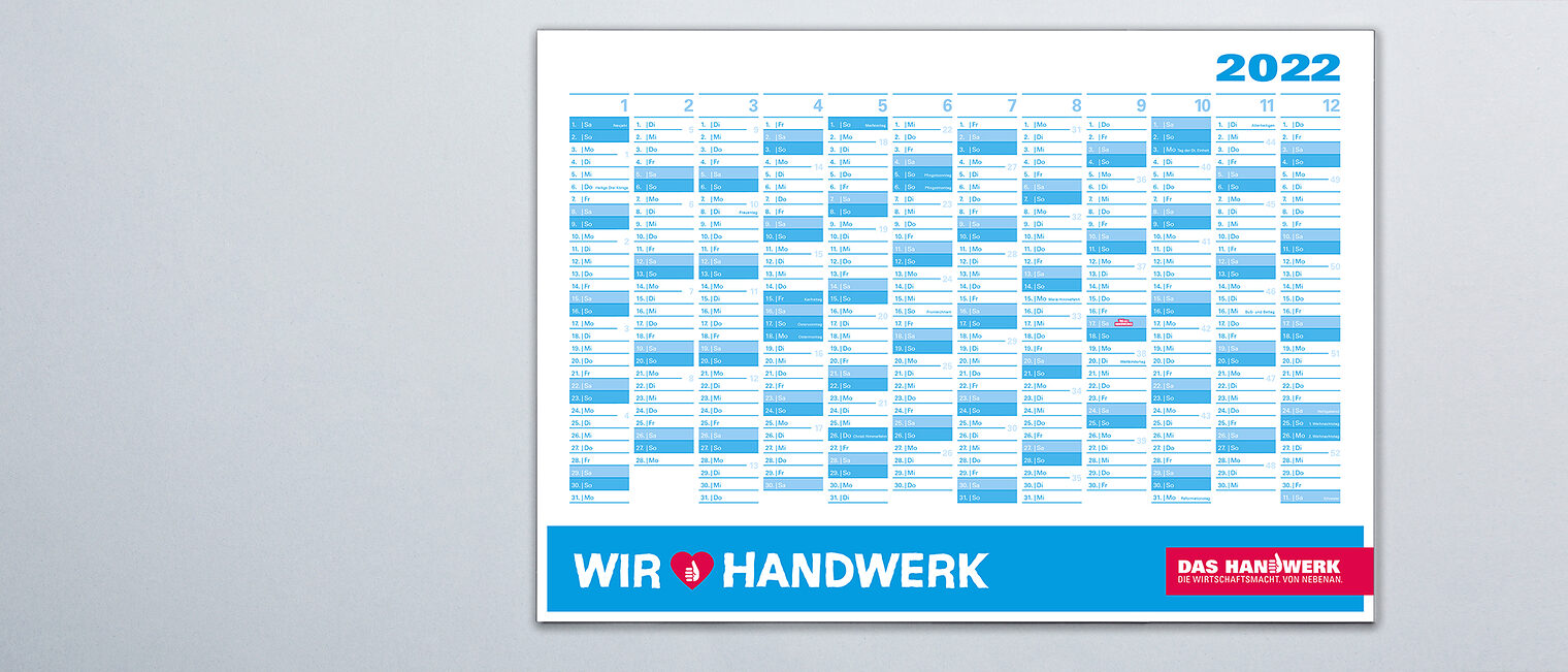 Jahresplaner 2022 im Design der Imagekampagne.