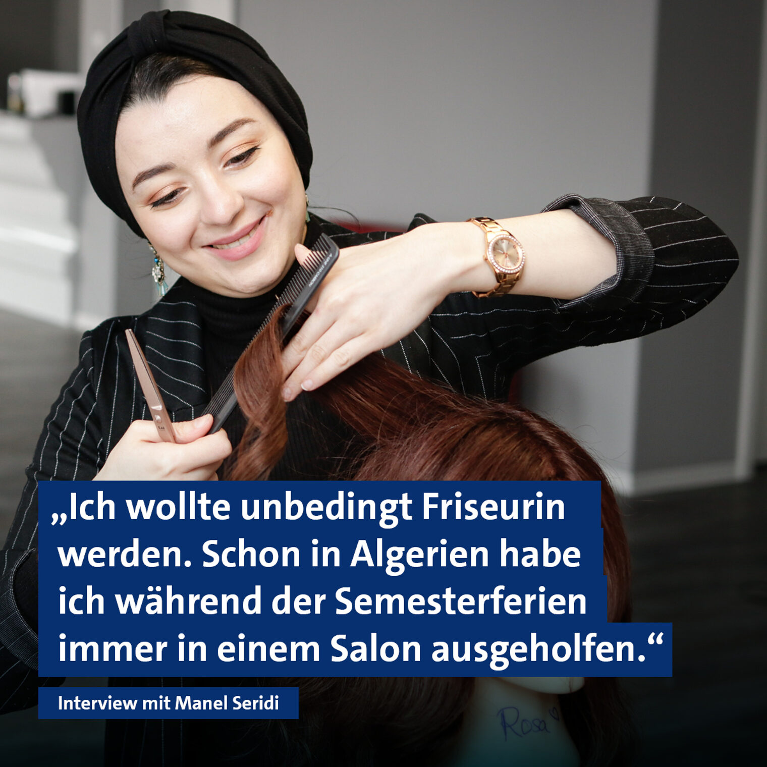 Berufliche Integration. Manel Seridi, Teilnehmerin am Projekt "Berufliche Orientierung für Zugewanderte" (BOF). Bild: Robert Iwanetz