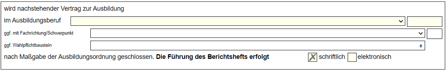 Lehrvertrag online / Screenshot