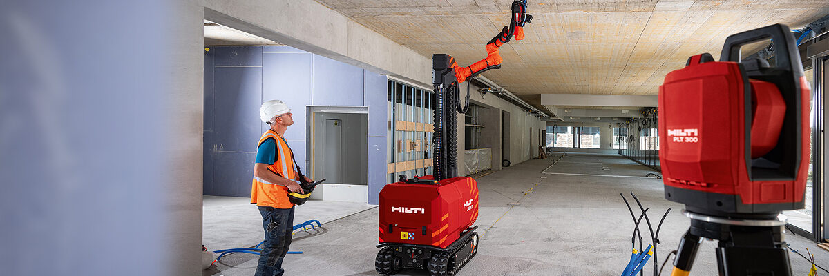 Beispiel für Robotik im Handwerk: Baustellenroboter für Deckenbohrungen der Hilti AG.