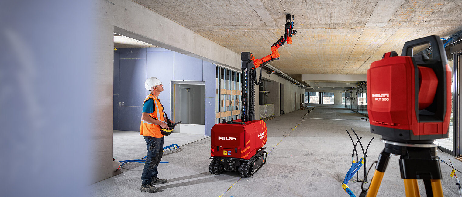 Beispiel für Robotik im Handwerk: Baustellenroboter für Deckenbohrungen der Hilti AG.