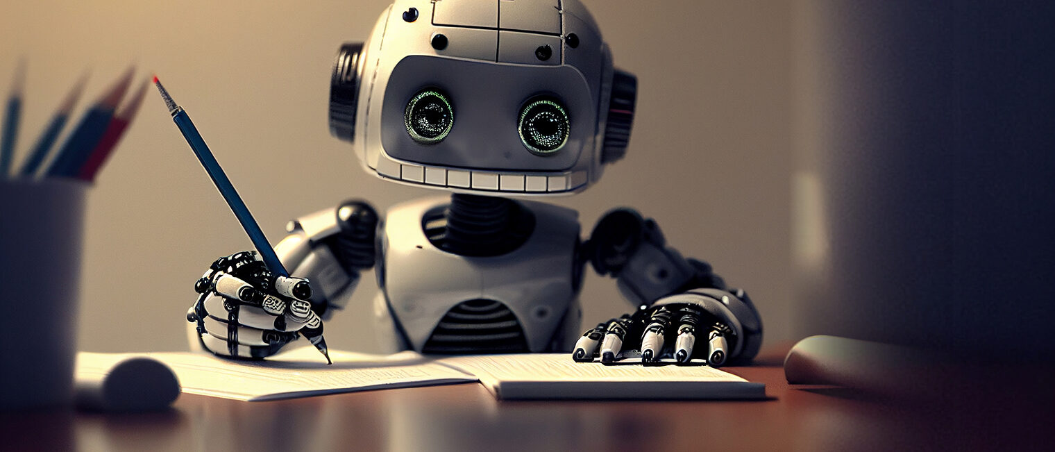Roboter schreibt einen Text. Bild: stock.adobe.com / Emmy Ljs
