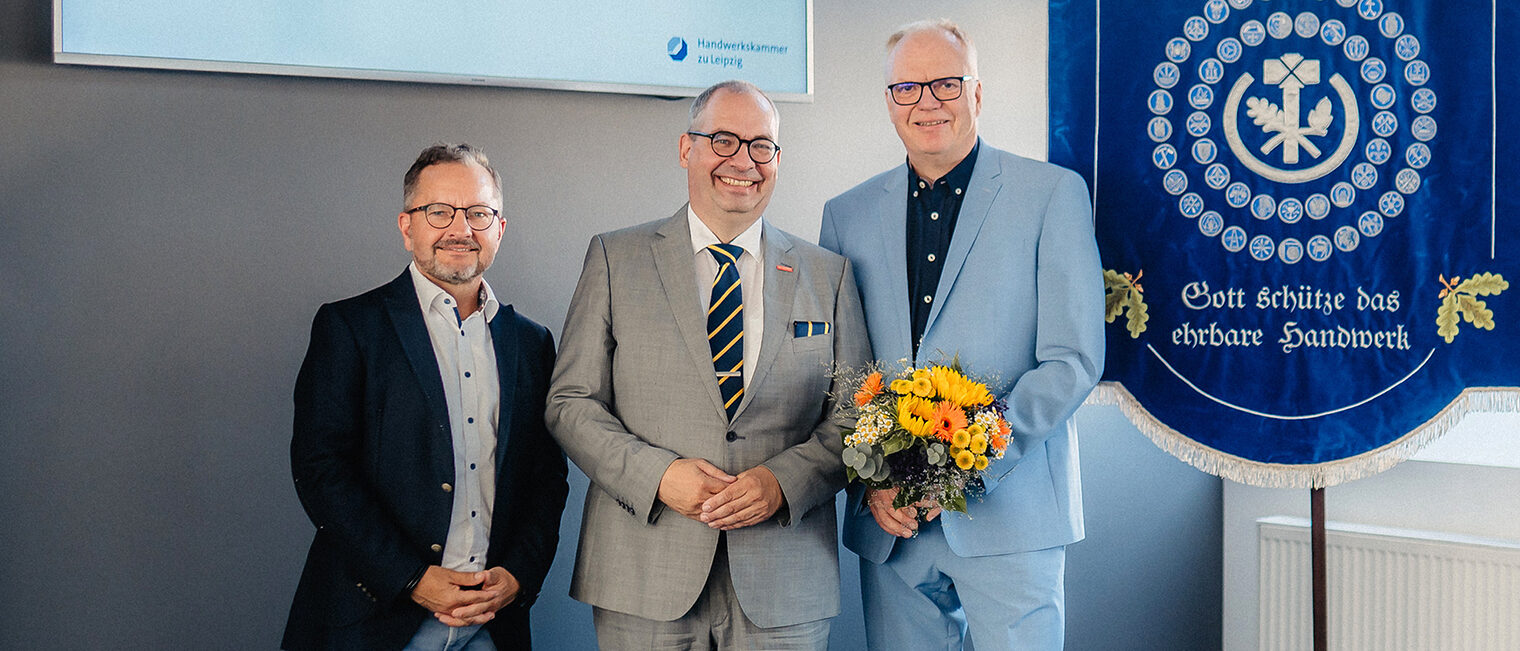 Präsident Matthias Forßbohm sowie die Vizepräsidenten Mike Riemann und Frank Tollert nach der Wahl 2026.