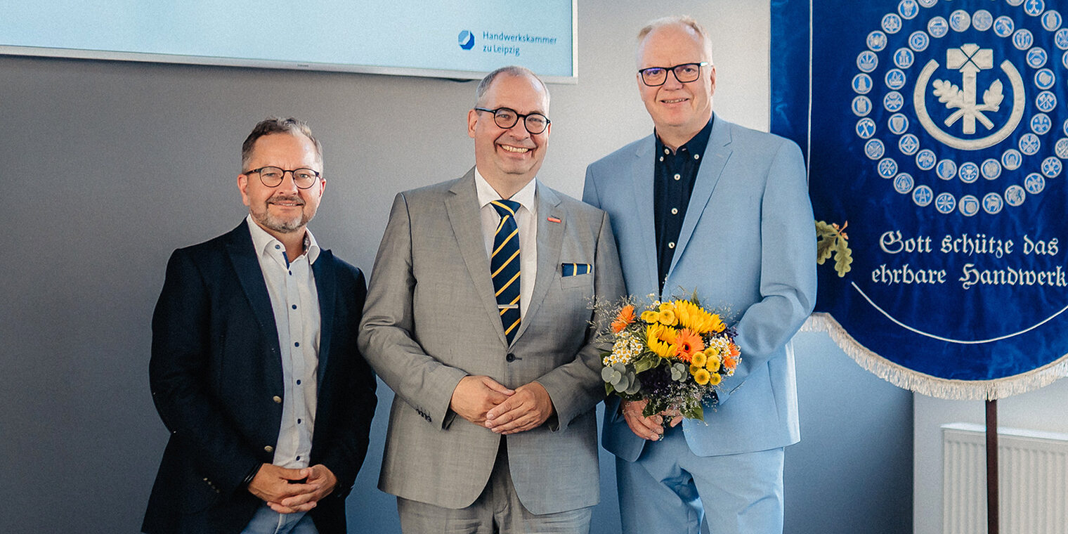 Präsident Matthias Forßbohm sowie die Vizepräsidenten Mike Riemann und Frank Tollert nach der Wahl 2026.
