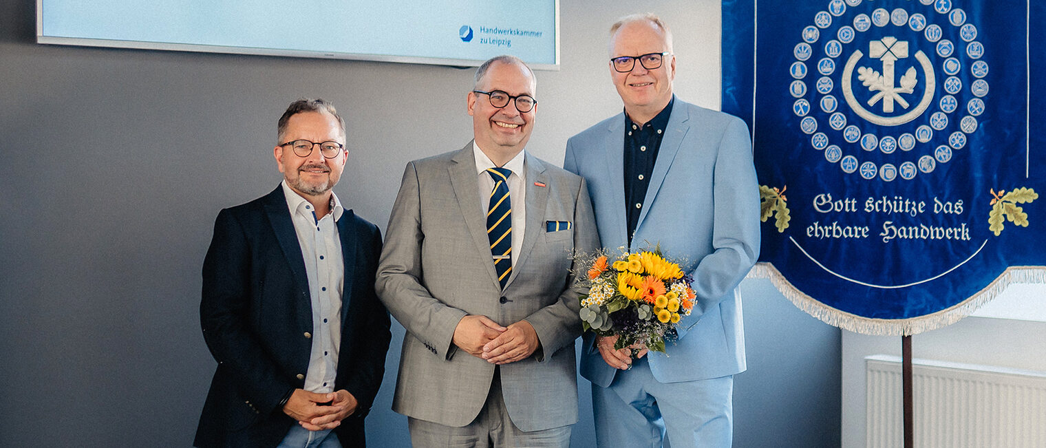 Präsident Matthias Forßbohm sowie die Vizepräsidenten Mike Riemann und Frank Tollert nach der Wahl 2026.