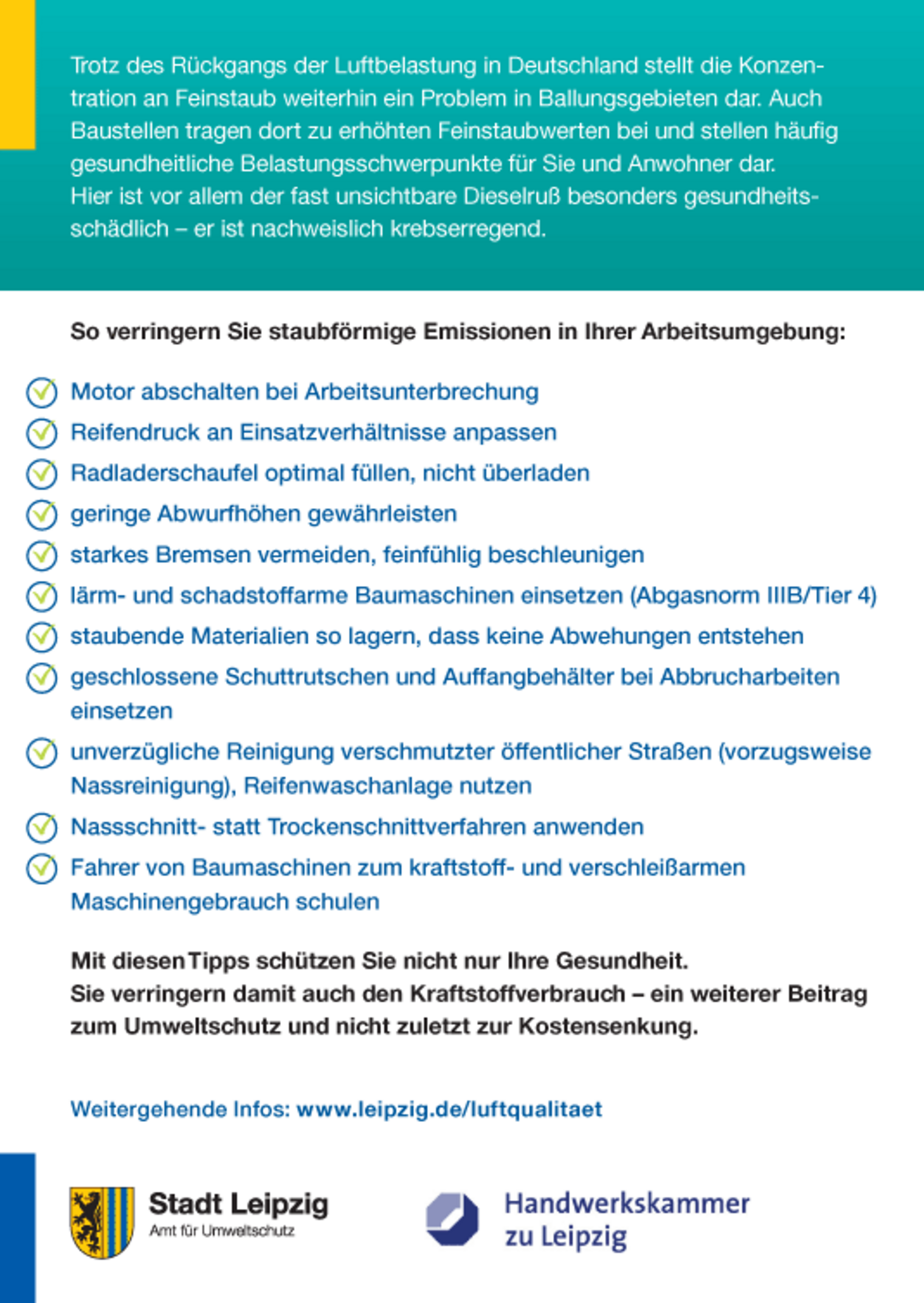 Informationskarte "Sei schlau am Bau"