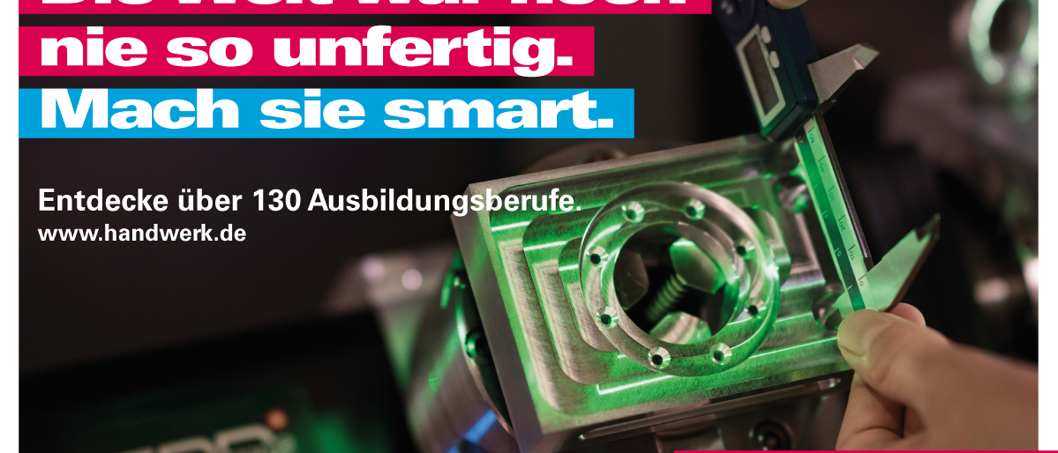 Motiv zur Imagekampagne des Handwerks: Die Welt war noch nie so unfertig. Mach sie smart.