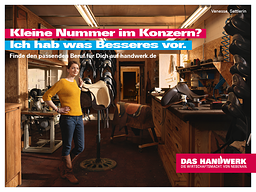 Motiv zur Imagekampagne des Handwerks: Ich hab was Besseres vor. (Sattlerin)