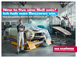 Motiv zur Imagekampagne des Handwerks: Ich hab was Besseres vor. (Fahrzeuglackierer)