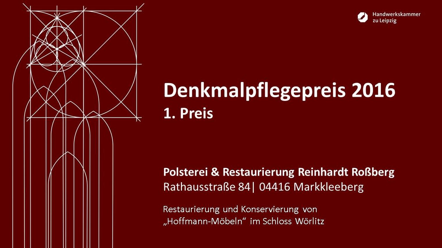 Polsterei & Restaurierung Reinhardt Roßberg: Restaurierung und Konservierung von "Hoffmann-Möbeln" im Schloss Wörlitz.