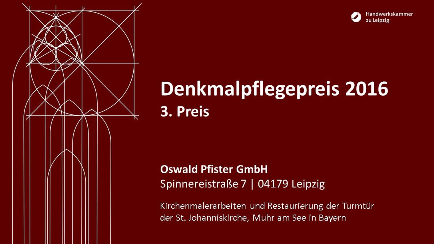 Oswald Pfister GmbH: Kirchenmalerarbeiten und Restaurierung der Turmtür der St. Johanniskirche, Muhr am See in Bayern.