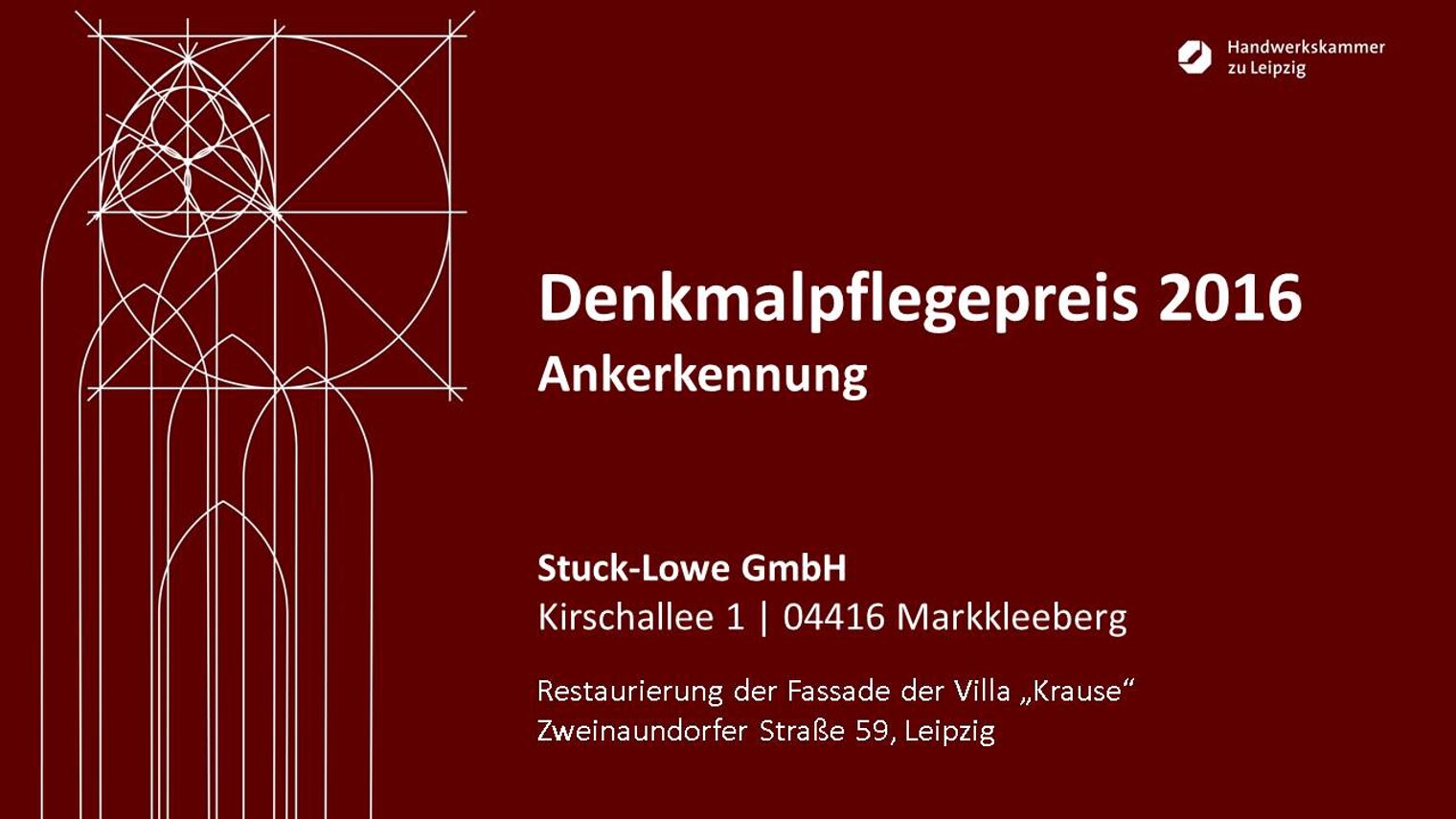 Stuck-Lowe GmbH: Restaurierung der Fassade der Villa "Krause" Zweinaundorfer Straße 59, Leipzig.