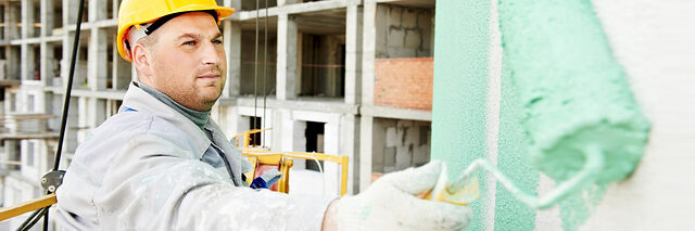 builder worker painting facade of high-rise building with roller Schlagwort(e): Builder, constructor, worker, work, man, contractor, workwear, hardhat, helmet, building, development, Foreman, craftsman, master, equipment, Action, facade, painter, paint, painting, roller, steeplejack, tether, workman, plastering, plaster, plasterer, builder, mason, construction, wall, house, laborer, labourer, outside, safety, skill, working, industry, industrial, technology, green, zzzahpaaakeleedhfpdidddidbfpge