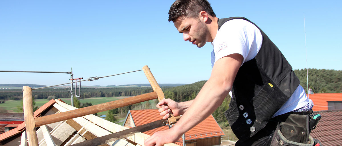 Zimmerer, Dach, Säge. Bild: www.amh-online.de