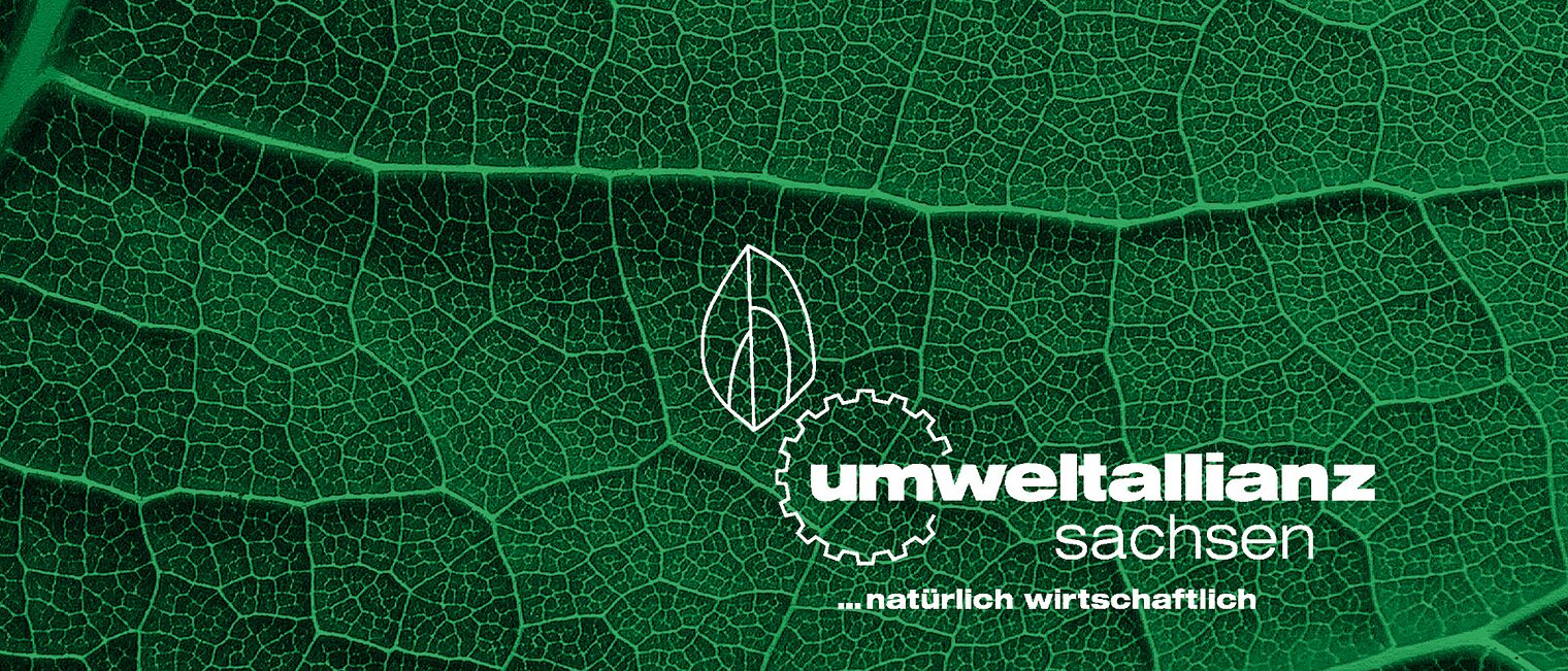 Logo - Umweltallianz Sachsen auf Blatt