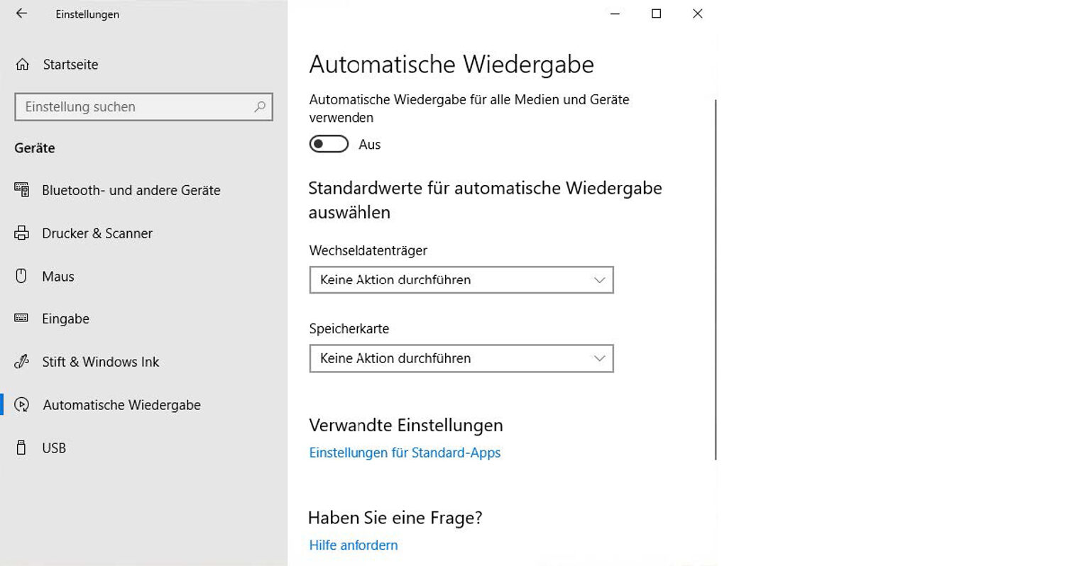 Tipps zum sicheren Einsatz von Windows 10 in kleinen Unternehmen: Autowiedergabe