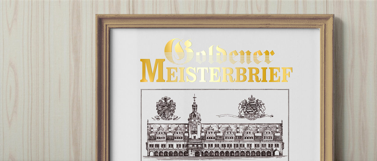 Goldener Meisterbrief im Rahmen. Bild: rawpixel.com / Freepik / Handwerkskammer zu Leipzig
