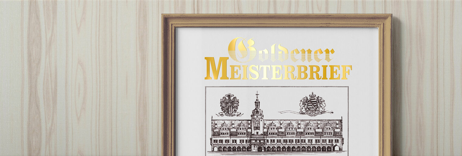 Goldener Meisterbrief im Rahmen. Bild: rawpixel.com / Freepik / Handwerkskammer zu Leipzig