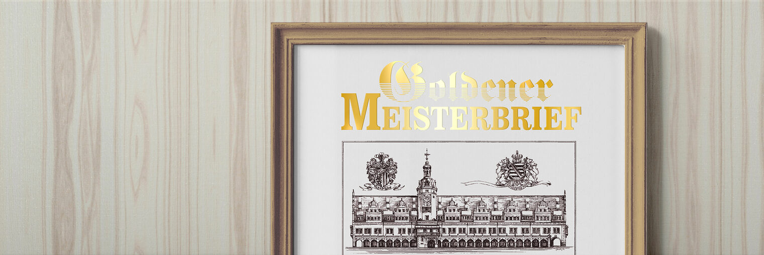 Goldener Meisterbrief im Rahmen. Bild: rawpixel.com / Freepik / Handwerkskammer zu Leipzig
