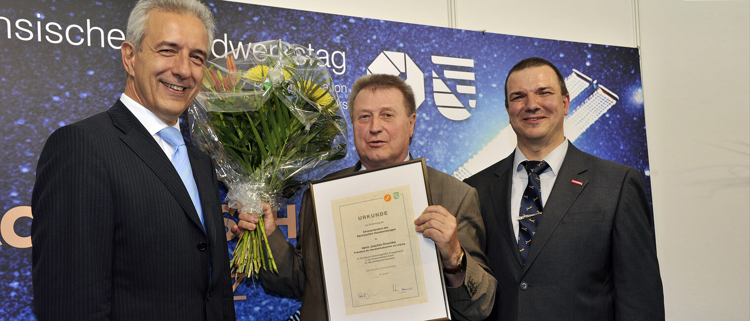 Joachim Dirschka zum "Ehrenpräsidenten des Sächsischen Handwerkstages" ernannt